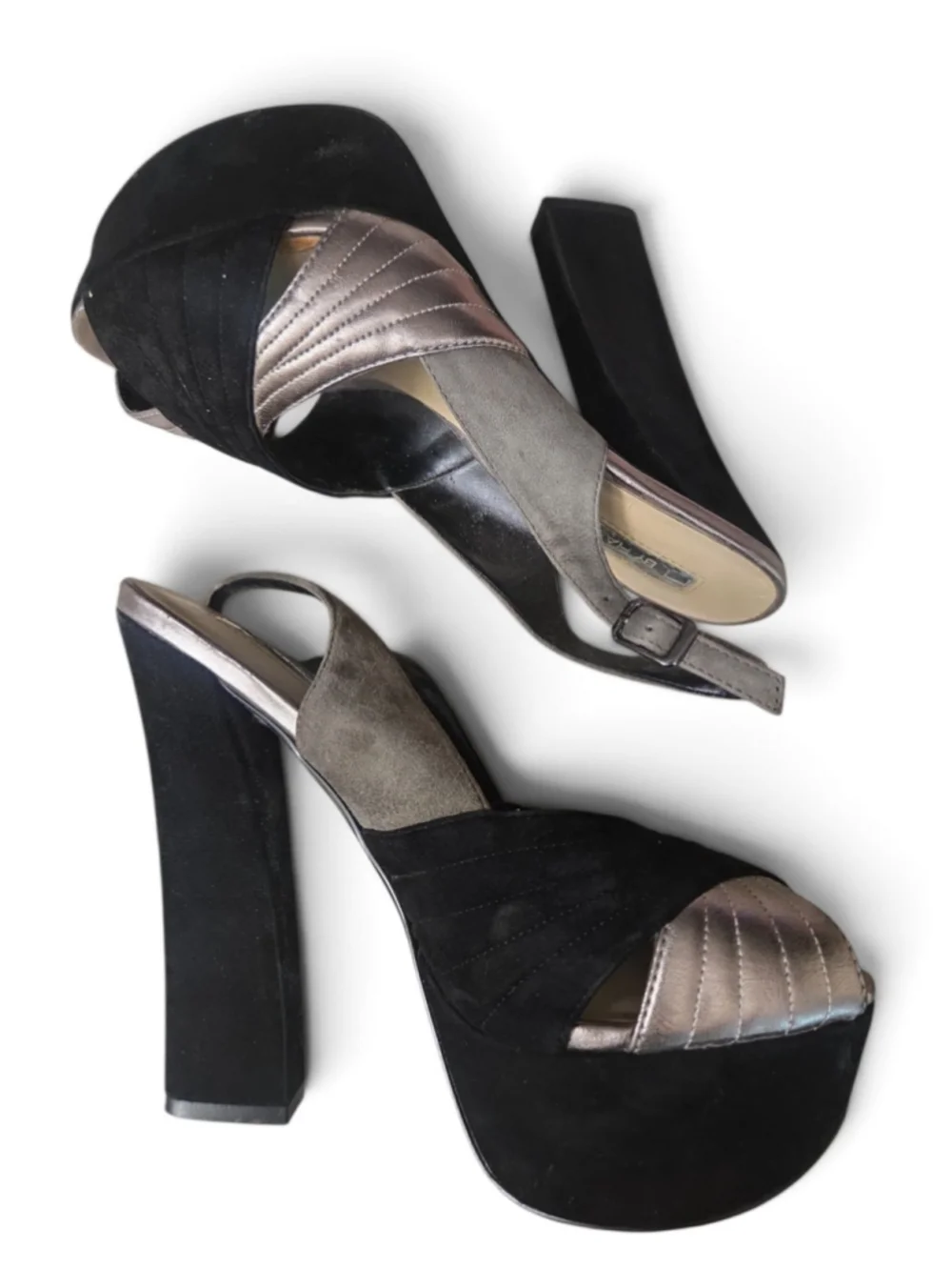 H by Halston Women's Black and Silver Platform Heels 6.5